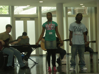 the students performing